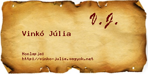 Vinkó Júlia névjegykártya